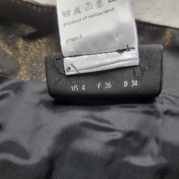 Akris Silk Blend Bronze Shimmer Black Pencil Skirt Size 4 - Picture 12 of 13